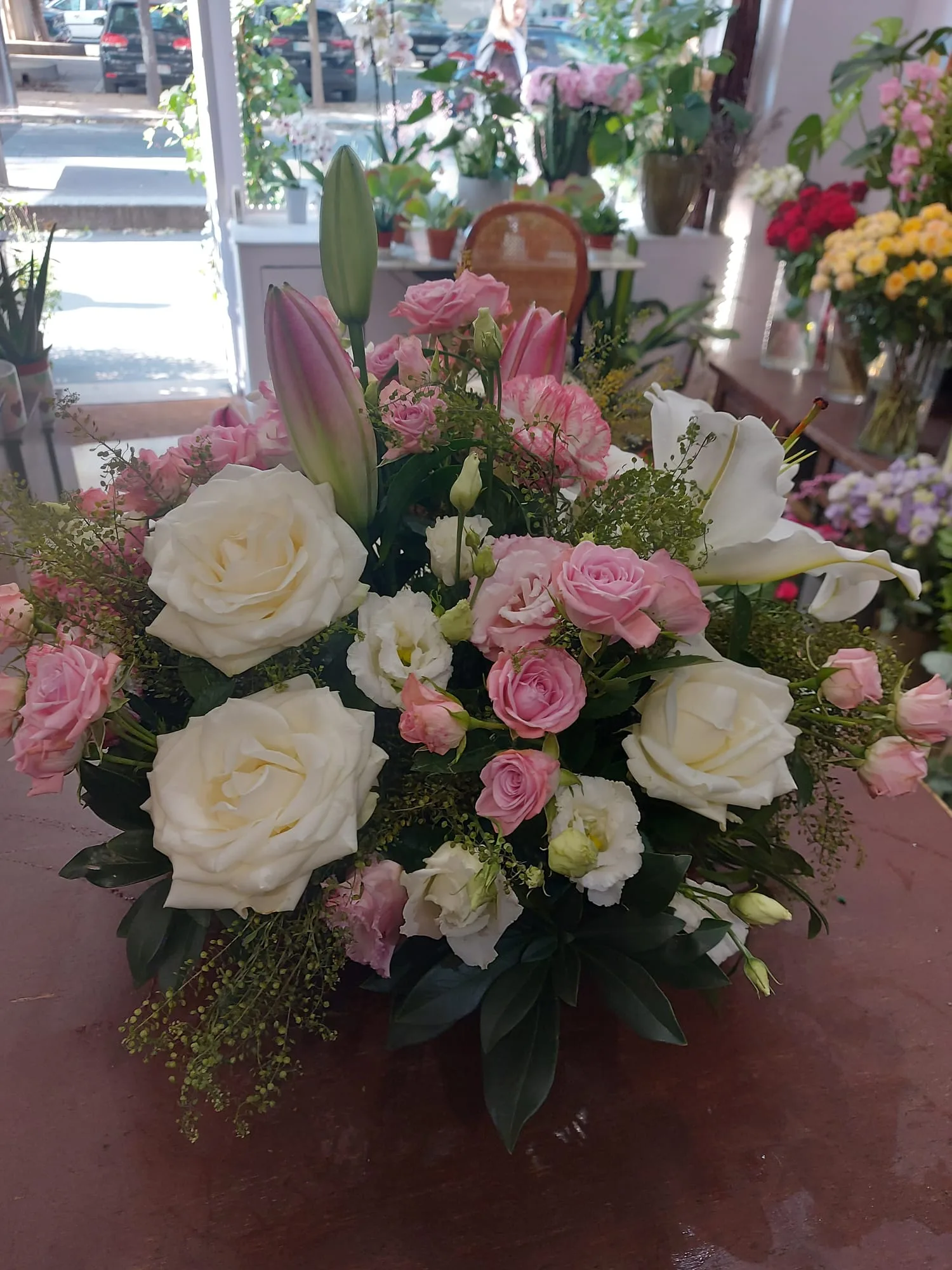 Bouquet blanc et rose de callas