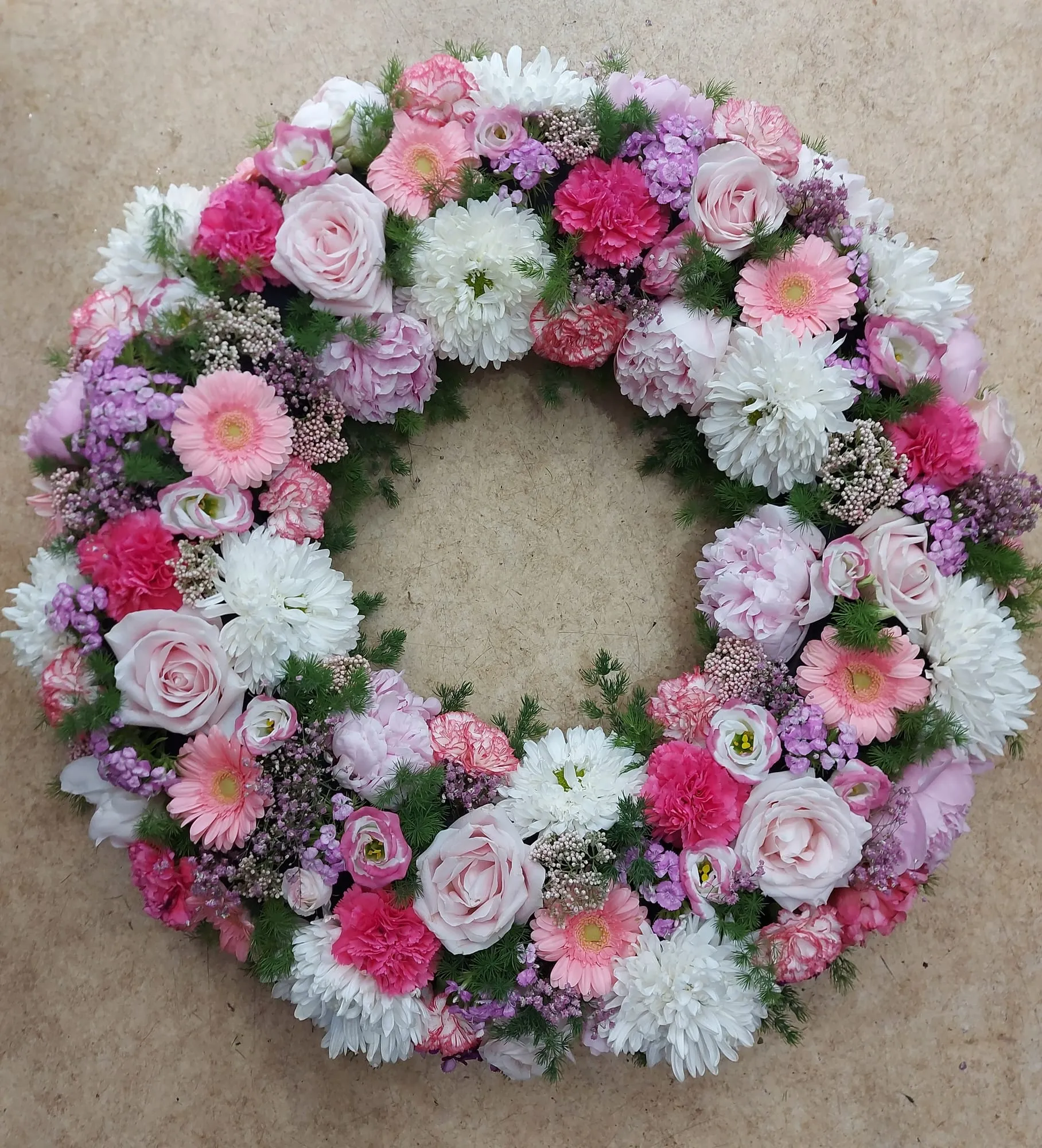 Couronne rose blanc mauve