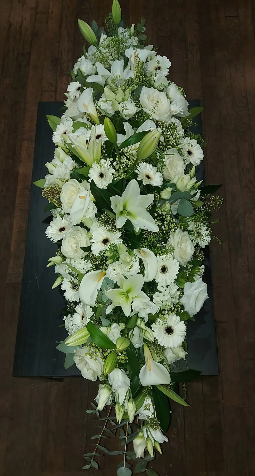 Gerbe blanc lys calla gerbera